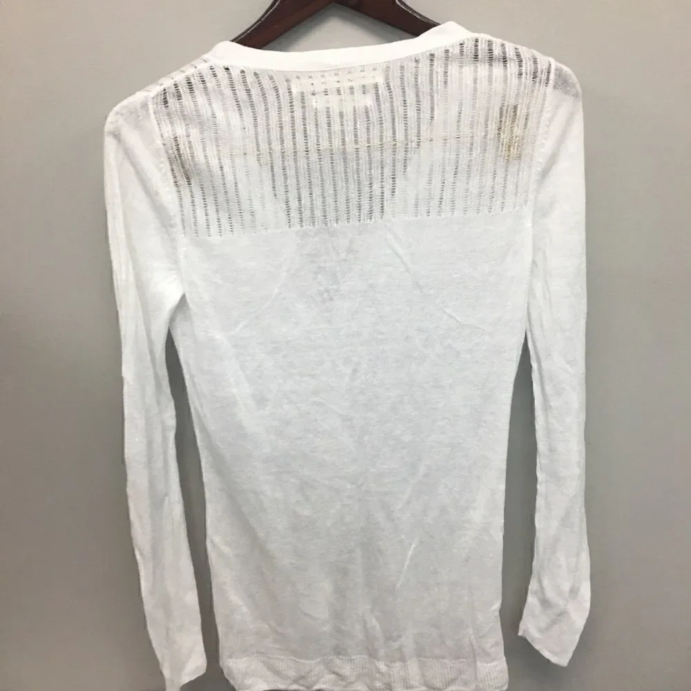 Max Studio | White Linen Button Front Cardigan | L - Picture 4 of 6